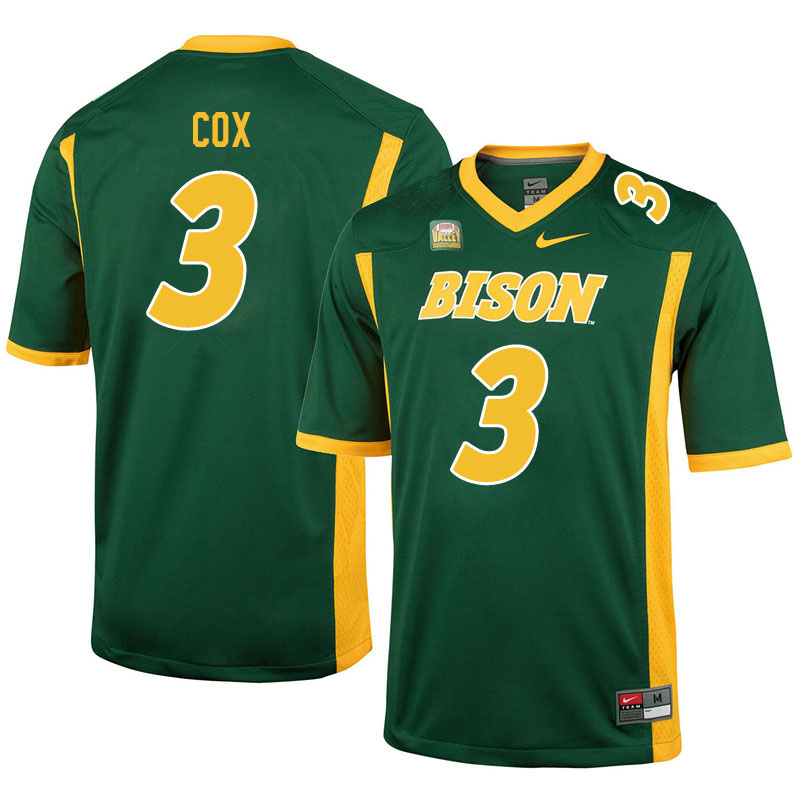 Men #3 Jasir Cox North Dakota State Bison College Football Jerseys Sale-Green - Click Image to Close